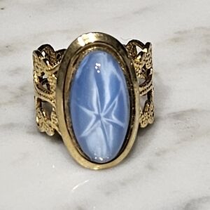 Vintage Scroll Design Light Blue Women's Adjustable Ring